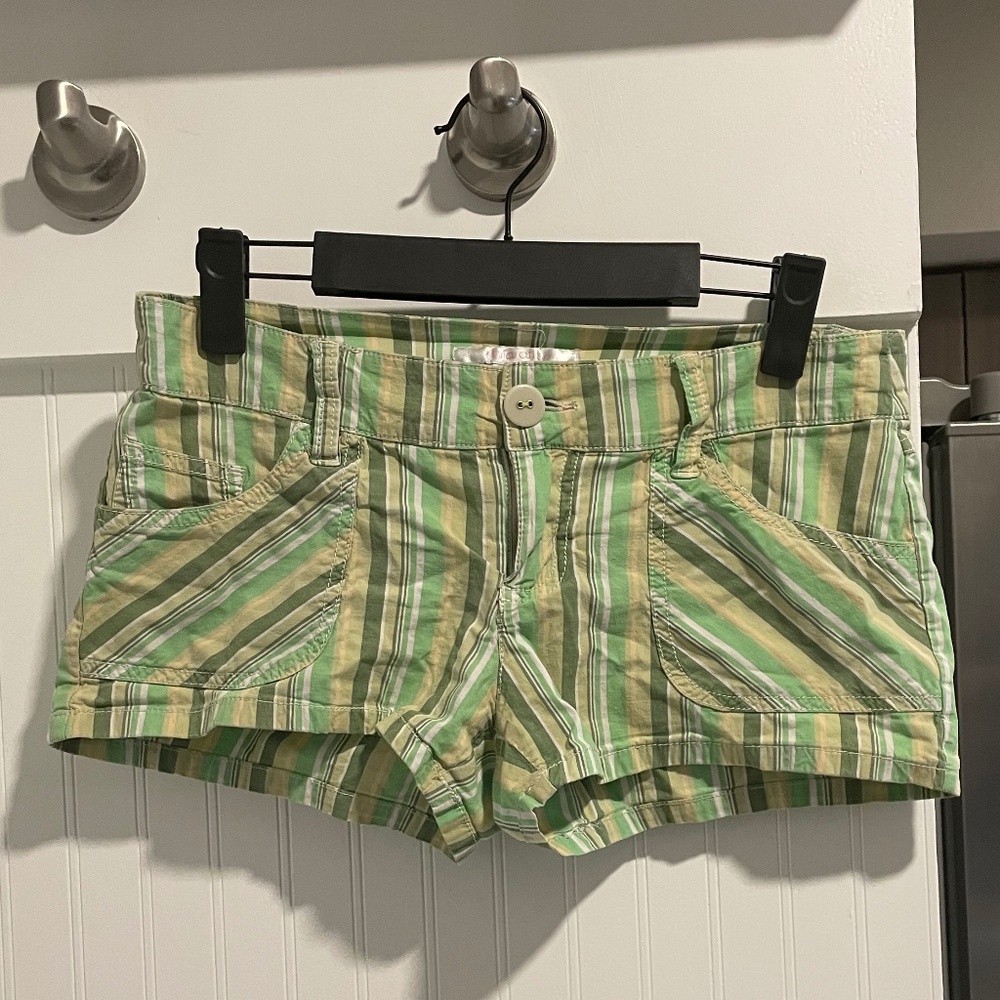 Xhilaration Y2K Green Striped Short Shorts